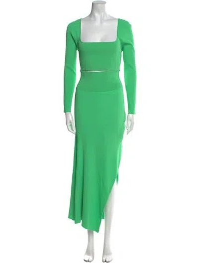 Pre-owned A.l.c Square Neckline Long Dress In Green