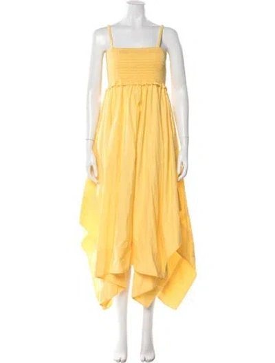 Pre-owned A.l.c Square Neckline Long Dress In Yellow