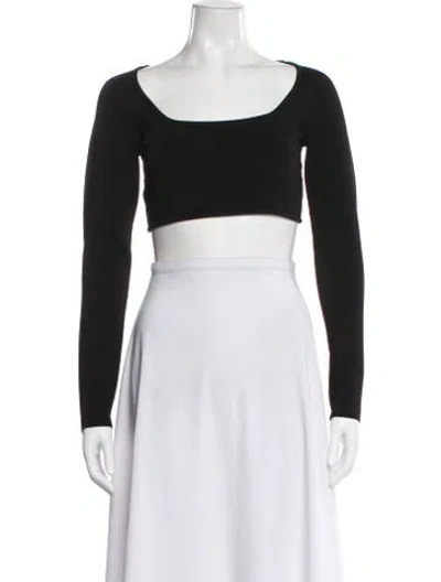 Pre-owned A.l.c Square Neckline Long Sleeve Crop Top In Black