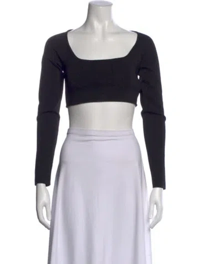Pre-owned A.l.c Square Neckline Long Sleeve Crop Top In Black