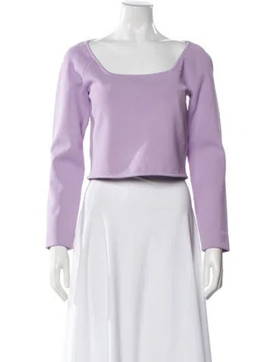 Pre-owned A.l.c Square Neckline Long Sleeve Crop Top In Purple