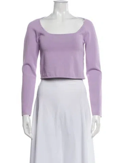 Pre-owned A.l.c Square Neckline Long Sleeve Crop Top In Purple
