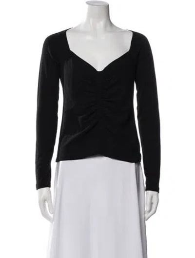 Pre-owned A.l.c Square Neckline Long Sleeve Top In Black
