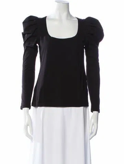 Pre-owned A.l.c Square Neckline Long Sleeve Top In Black