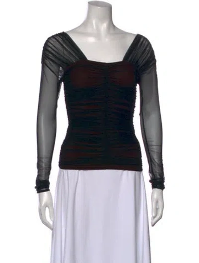 Pre-owned A.l.c Square Neckline Long Sleeve Top In Black