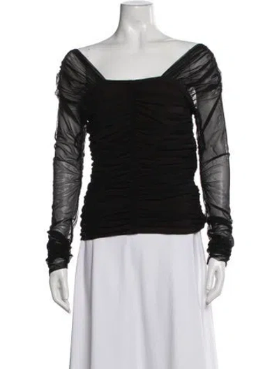 Pre-owned A.l.c Square Neckline Long Sleeve Top In Black