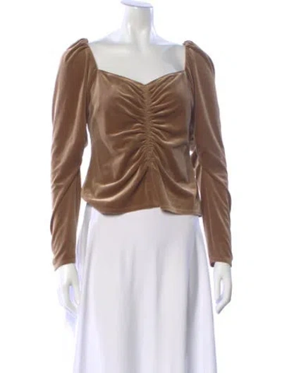 Pre-owned A.l.c Square Neckline Long Sleeve Top In Brown