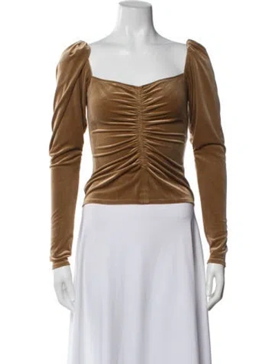 Pre-owned A.l.c Square Neckline Long Sleeve Top In Brown