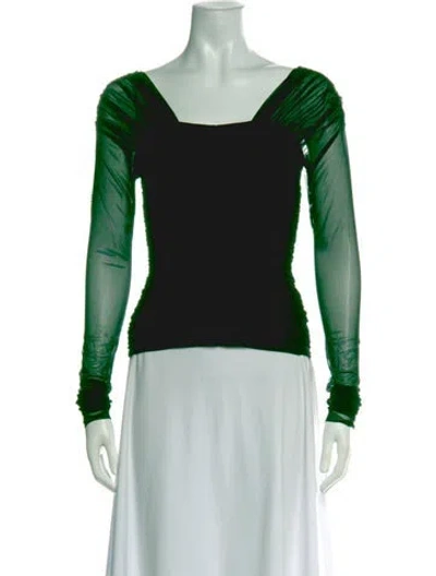 Pre-owned A.l.c Square Neckline Long Sleeve Top In Green