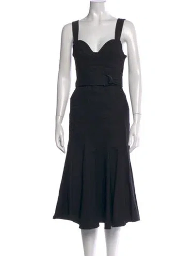 Pre-owned A.l.c Square Neckline Midi Length Dress In Black