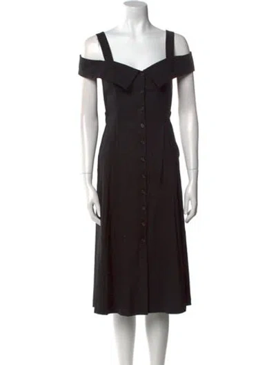 Pre-owned A.l.c Square Neckline Midi Length Dress In Black