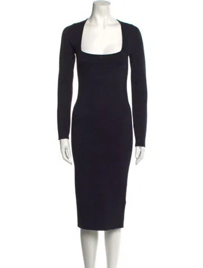 Pre-owned A.l.c Square Neckline Midi Length Dress In Blue