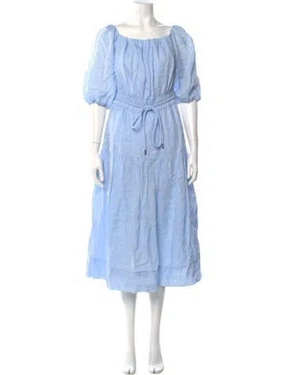 Pre-owned A.l.c Square Neckline Midi Length Dress In Blue