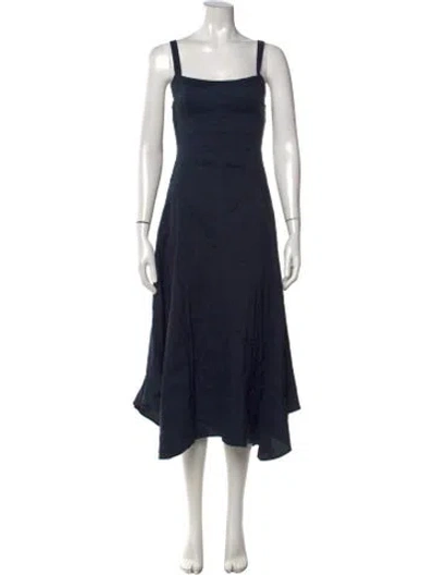 Pre-owned A.l.c Square Neckline Midi Length Dress In Blue