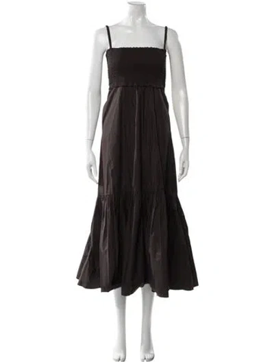 Pre-owned A.l.c Square Neckline Midi Length Dress In Brown