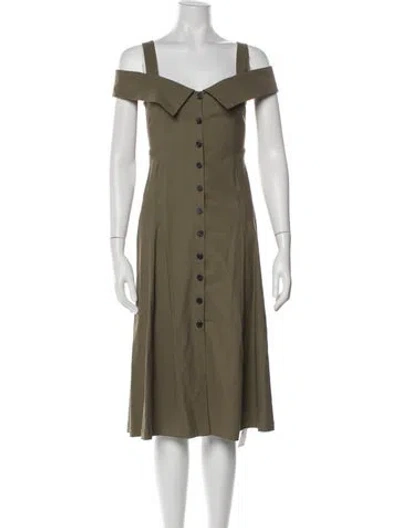 Pre-owned A.l.c Square Neckline Midi Length Dress In Green