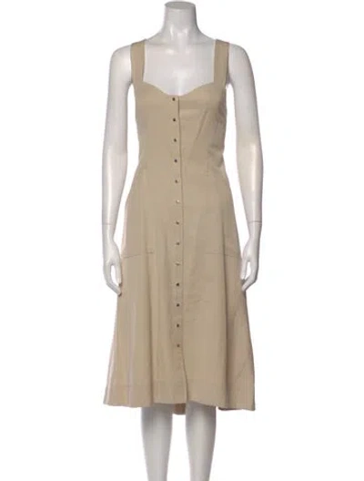 Pre-owned A.l.c Square Neckline Midi Length Dress In Neutral