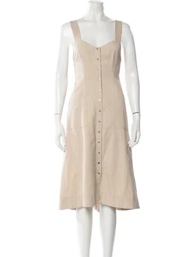 Pre-owned A.l.c Square Neckline Midi Length Dress In Neutral
