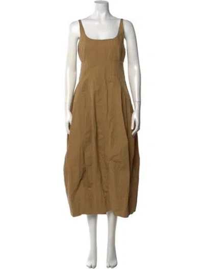 Pre-owned A.l.c Square Neckline Midi Length Dress In Neutral