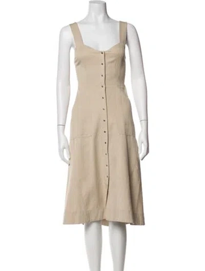 Pre-owned A.l.c Square Neckline Midi Length Dress In Neutral