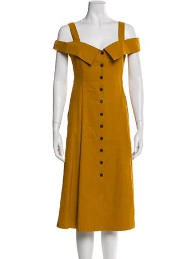 Pre-owned A.l.c Square Neckline Midi Length Dress In Orange