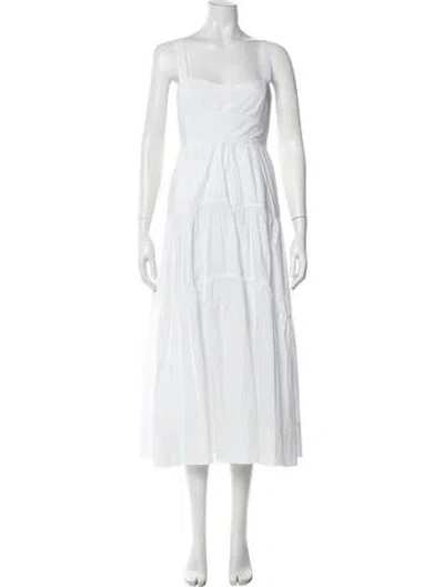 Pre-owned A.l.c Square Neckline Midi Length Dress In White