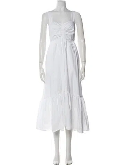 Pre-owned A.l.c Square Neckline Midi Length Dress In White