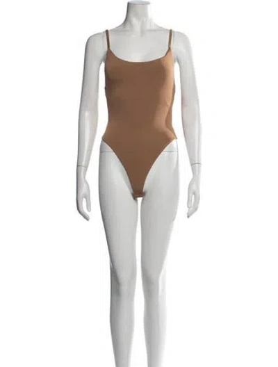 Pre-owned A.l.c Square Neckline Sleeveless Bodysuit In Neutrals