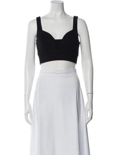 Pre-owned A.l.c Square Neckline Sleeveless Crop Top In Black
