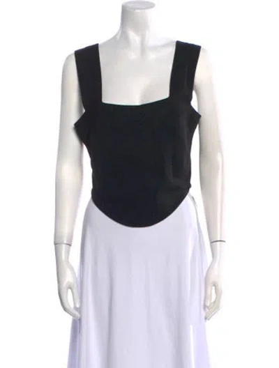 Pre-owned A.l.c Square Neckline Sleeveless Crop Top In Black