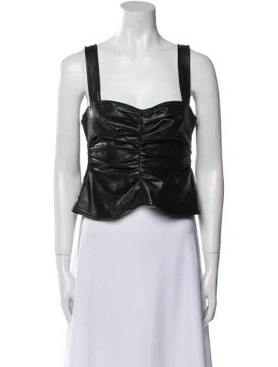 Pre-owned A.l.c Square Neckline Sleeveless Crop Top In Black
