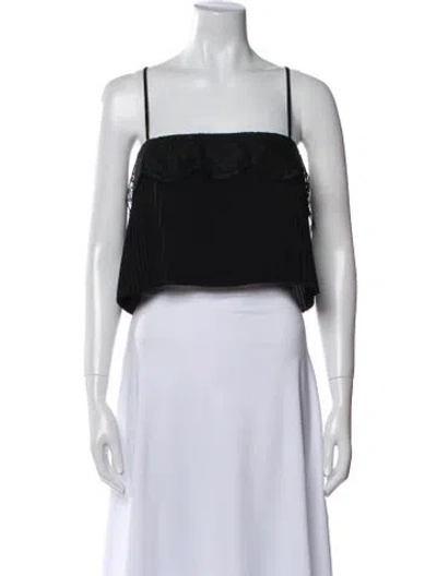 Pre-owned A.l.c Square Neckline Sleeveless Crop Top In Black