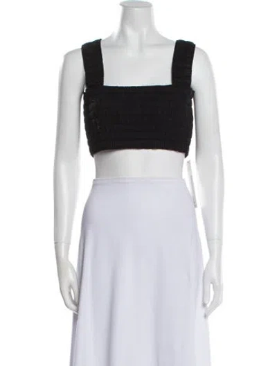 Pre-owned A.l.c Square Neckline Sleeveless Crop Top In Black