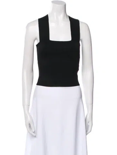 Pre-owned A.l.c Square Neckline Sleeveless Crop Top In Black