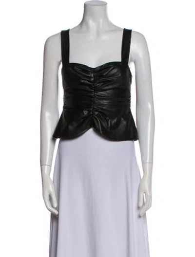 Pre-owned A.l.c Square Neckline Sleeveless Crop Top In Black