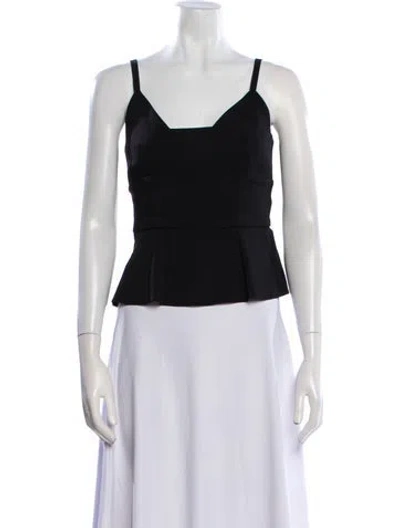 Pre-owned A.l.c Square Neckline Sleeveless Crop Top In Black