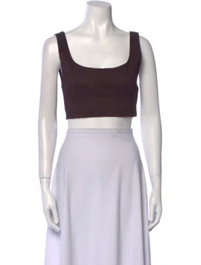 Pre-owned A.l.c Square Neckline Sleeveless Crop Top In Black