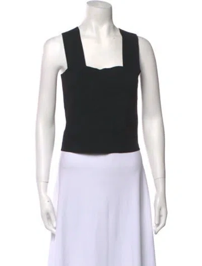 Pre-owned A.l.c Square Neckline Sleeveless Crop Top In Black