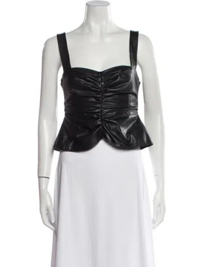 Pre-owned A.l.c Square Neckline Sleeveless Crop Top In Black