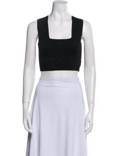 Pre-owned A.l.c Square Neckline Sleeveless Crop Top In Black