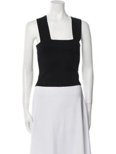 Pre-owned A.l.c Square Neckline Sleeveless Crop Top In Black