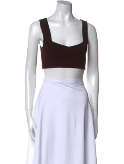 Pre-owned A.l.c Square Neckline Sleeveless Crop Top In Black