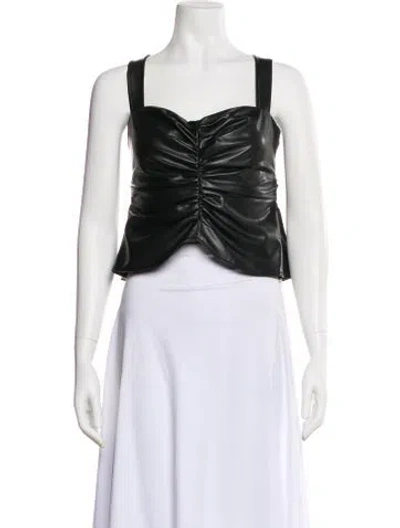 Pre-owned A.l.c Square Neckline Sleeveless Crop Top In Black