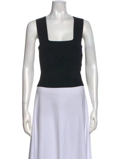 Pre-owned A.l.c Square Neckline Sleeveless Crop Top In Black