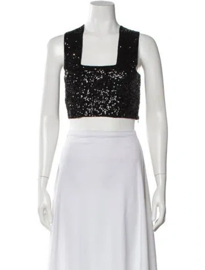 Pre-owned A.l.c Square Neckline Sleeveless Crop Top In Black