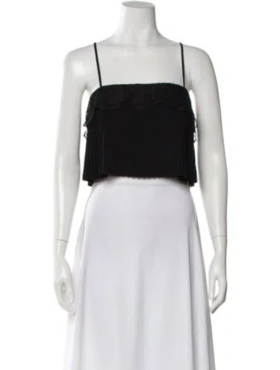Pre-owned A.l.c Square Neckline Sleeveless Crop Top In Black
