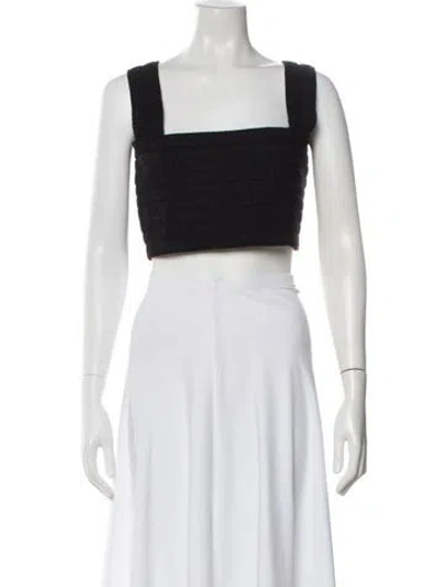 Pre-owned A.l.c Square Neckline Sleeveless Crop Top In Black