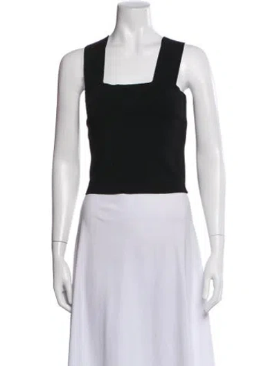 Pre-owned A.l.c Square Neckline Sleeveless Crop Top In Black