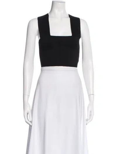 Pre-owned A.l.c Square Neckline Sleeveless Crop Top In Black