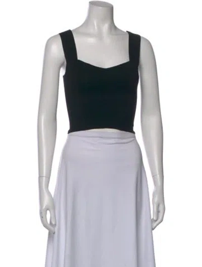 Pre-owned A.l.c Square Neckline Sleeveless Crop Top In Black